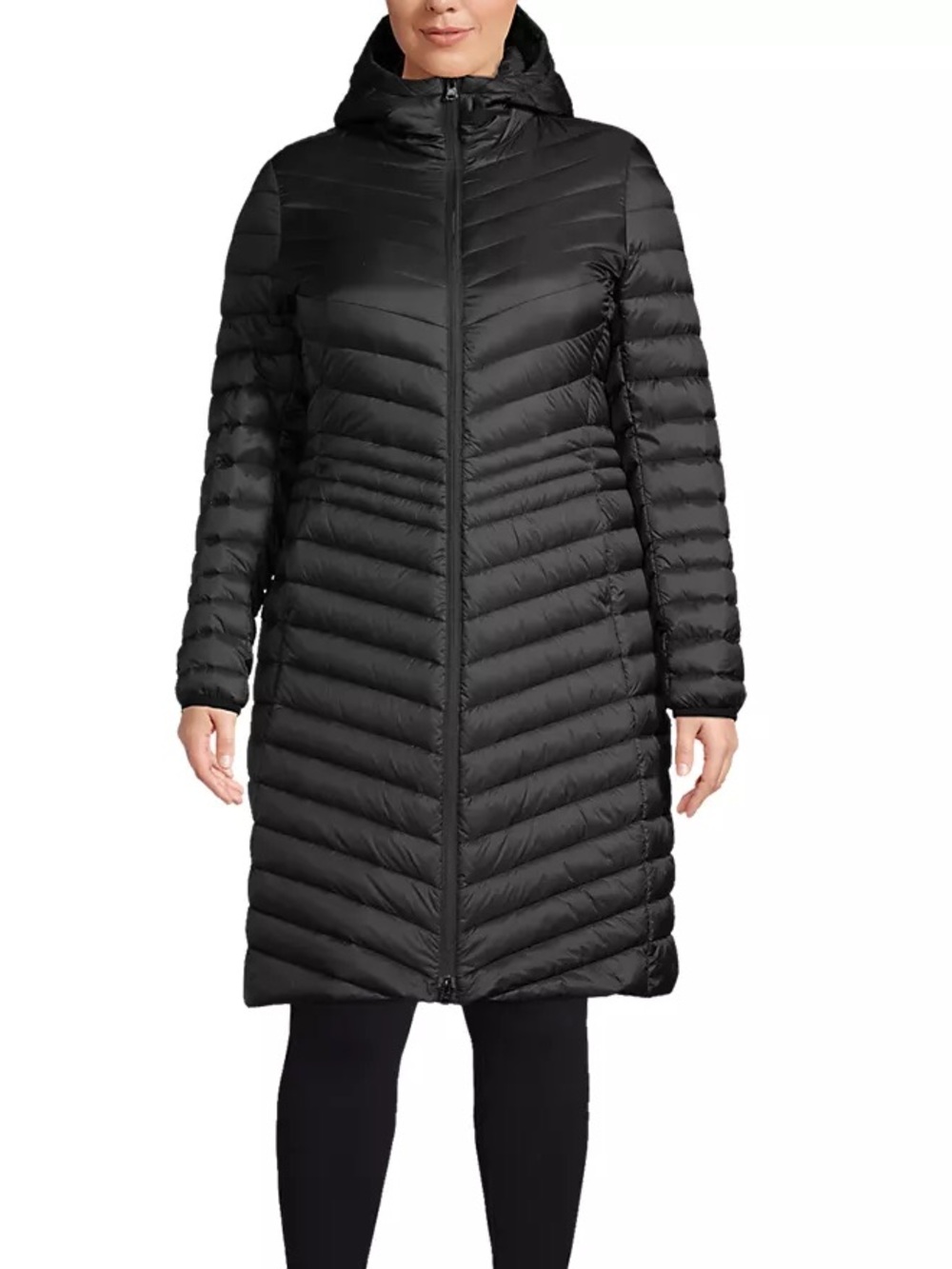Lands End Women’s Plus Size Wunderweight Packable Down Coat Size 3XL Black